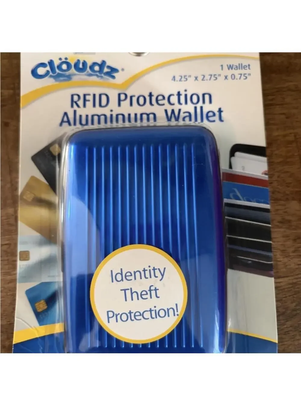 New CLOUDZ Blue RFID Protection Aluminum Wallet